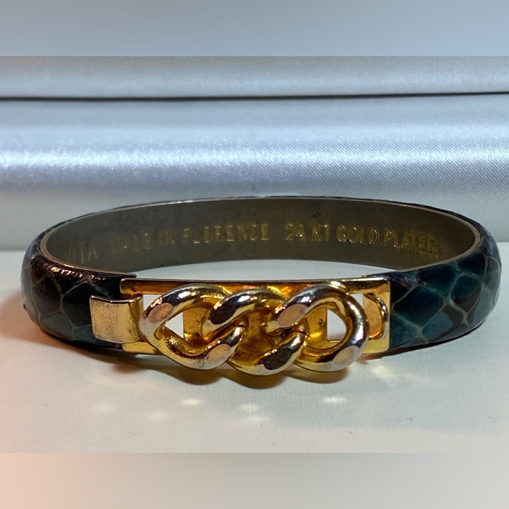 Vintage VITA Made in Florence, 24 KT Gold Plated Snakeskin Bracelet